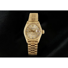 Rolex President Natural Earth Mined Diamond Dial Fluted Bezel Yellow Gold Lady Watch