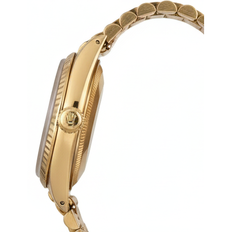 Rolex President Stick Dial Fluted Bezel Yellow Gold Lady Watch