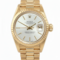 Rolex President Stick Dial Fluted Bezel Yellow Gold Lady Watch