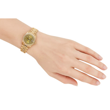 Rolex President Style Champagne String Dial Watch Yg Natural Earth Mined Diamond Bezel