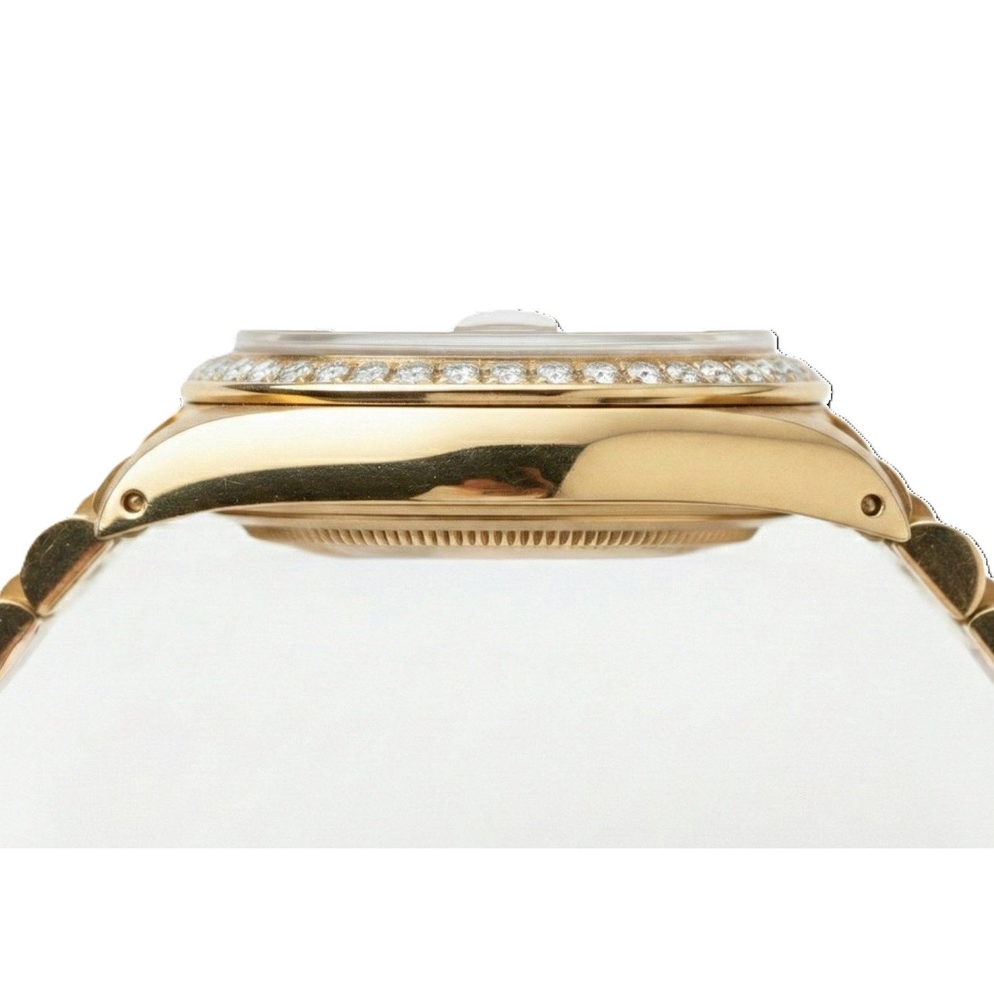 Rolex President Style Mother Of Pearl Natural Earth Mined Diamond Dial Watch Gold Bezel