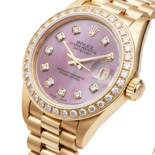 Rolex President Style Mother Of Pearl Natural Earth Mined Diamond Dial Watch Gold Bezel