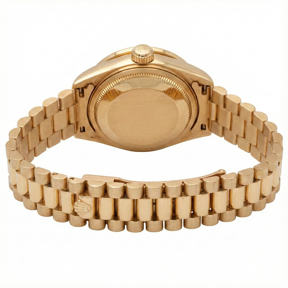 Rolex President Style Mother Of Pearl Natural Earth Mined Diamond Dial Watch Gold Bezel