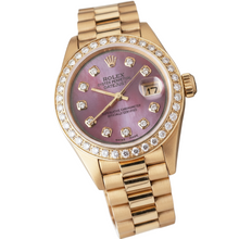 Rolex President Style Mother Of Pearl Natural Earth Mined Diamond Dial Watch Gold Bezel