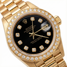 Rolex Presidential Style Watch Black Natural Earth Mined Diamond Dial Bezelyg Datejust