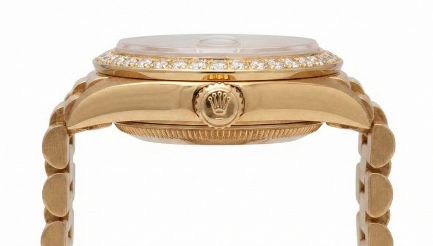 Rolex Presidential Style Watch Black Natural Earth Mined Diamond Dial Bezelyg Datejust