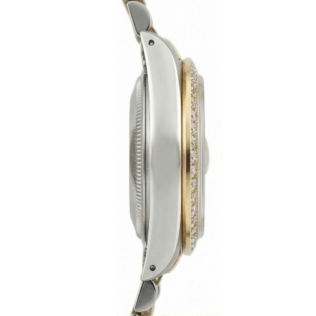 Rolex Silver Natural Earth Mined Diamond Dial Datejust Women Watch Two Tone Bracelet