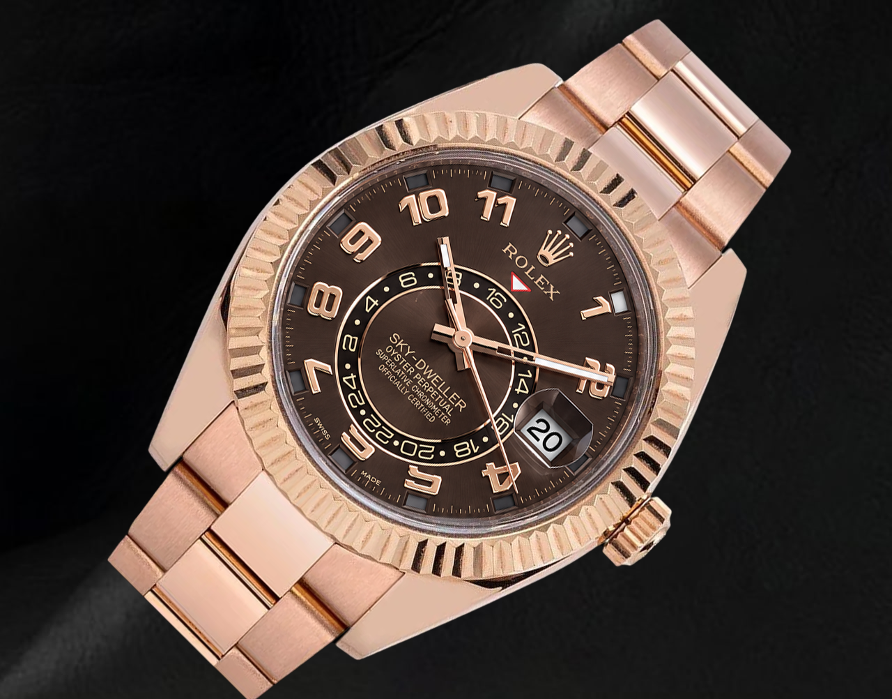 Rolex Sky Dweller 326935 42mm Chocolate Arabic Dial Rose Gold Watch
