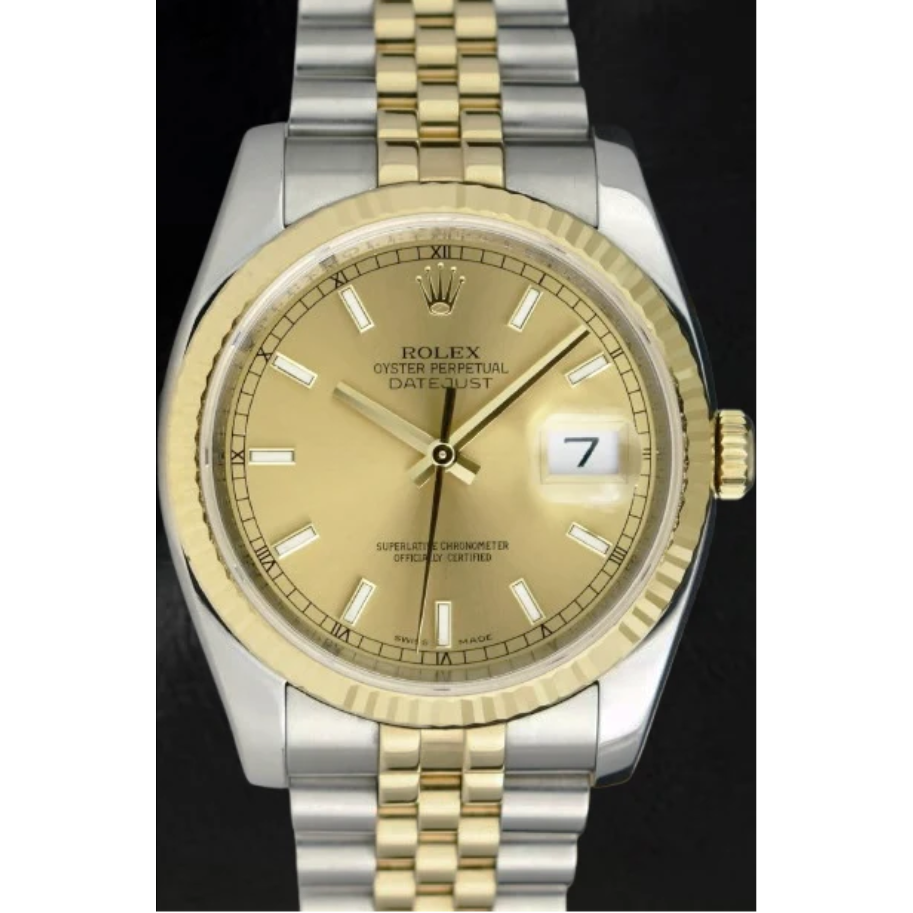 Rolex Stick Dial Datejust Men Watch Ss & Gold Jubilee Bracelet QUICK SET