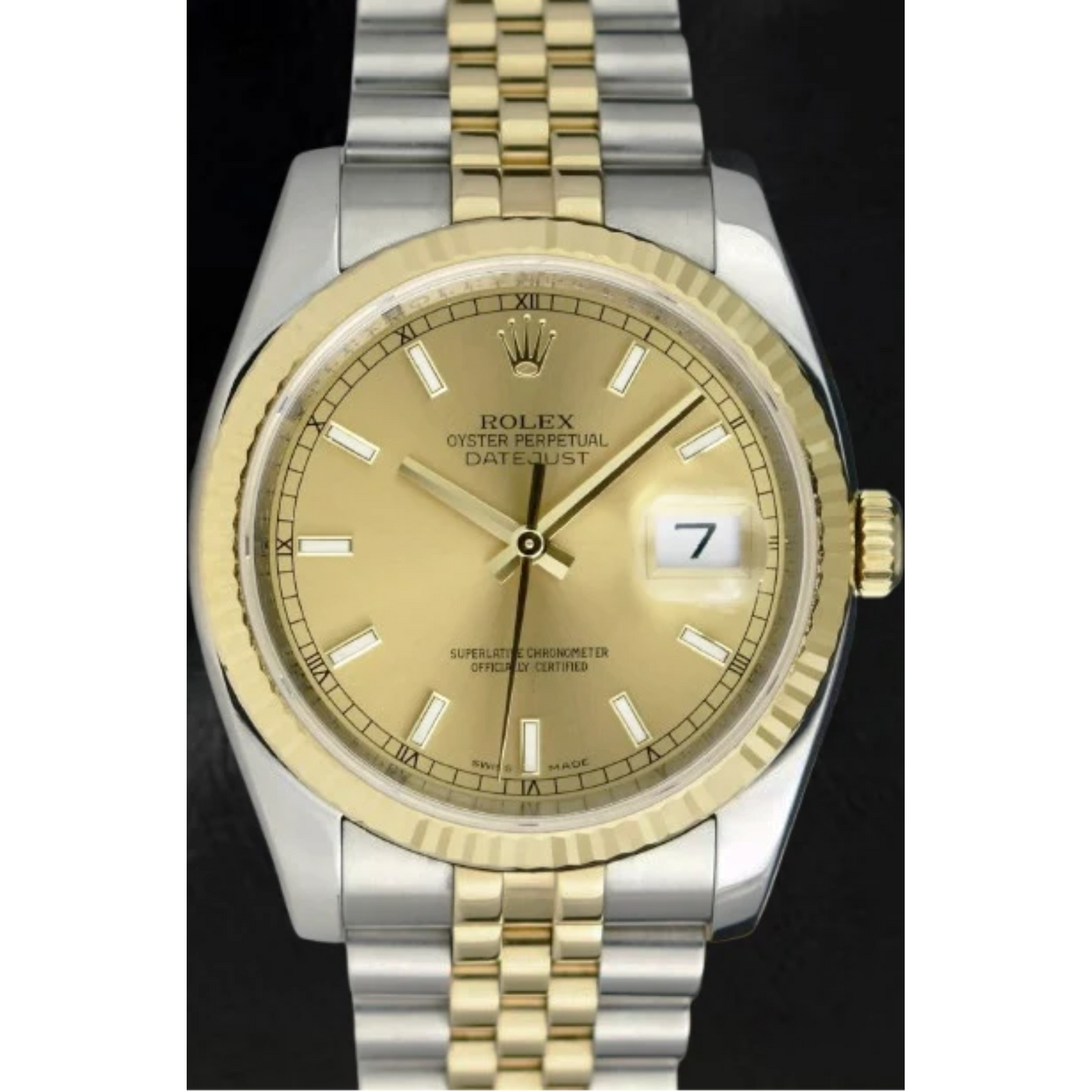 Rolex Stick Dial Datejust Men Watch Ss & Gold Jubilee Bracelet QUICK SET