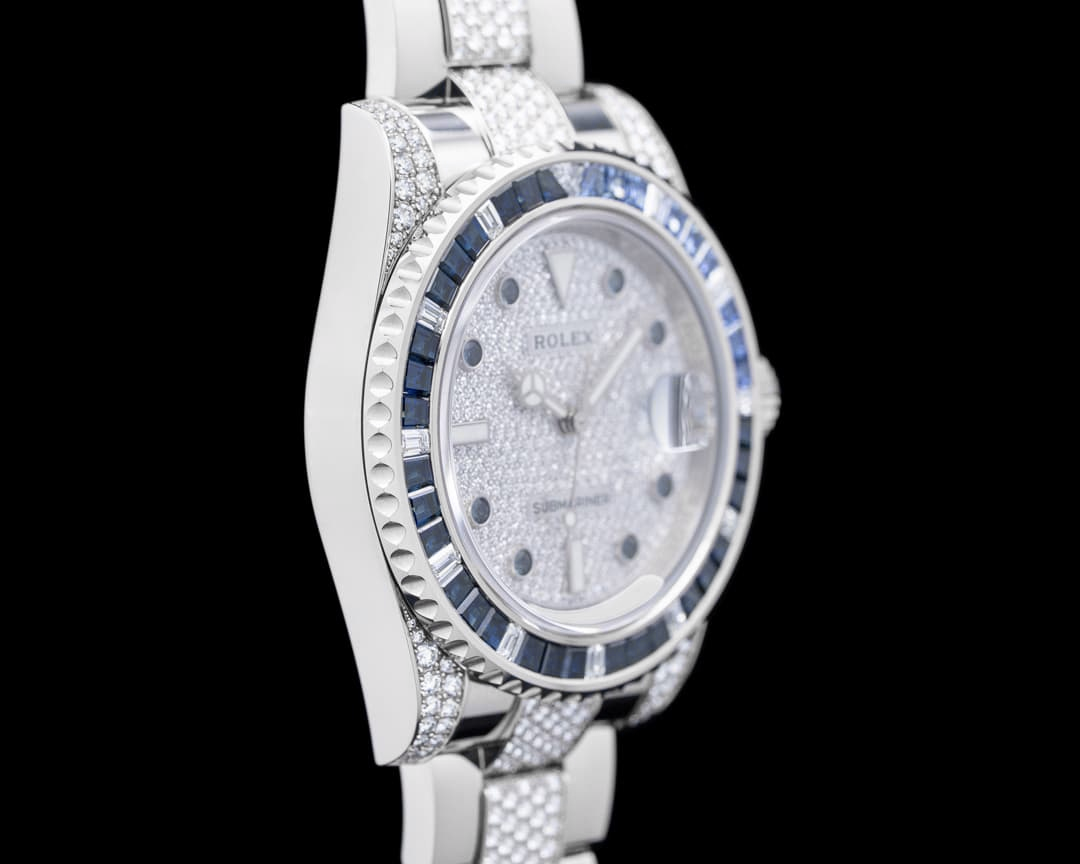 Rolex Submariner Date 116610 40mm Diamond Dial With Blue Sapphire Watch Stainless Steel Oyster Bracelet