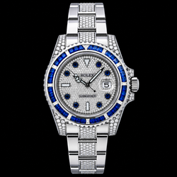 Rolex Submariner Date 116610 40mm Diamond Dial With Blue Sapphire Watch Stainless Steel Oyster Bracelet
