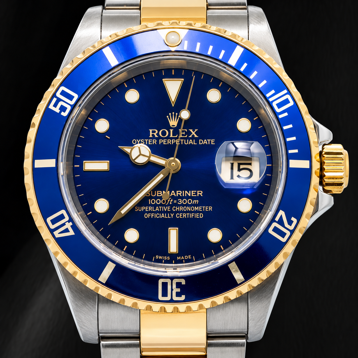 Rolex Submariner Date 16613 40mm Blue Luminous Dial Two Tone Watch