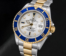 Rolex Submariner Date 16613 40mm Silver Diamond Dial Two Tone Watch