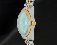 Rolex Turquoise Diamond Dial 16013 Datejust 36mm Fluted Bezel Watch Two Tone