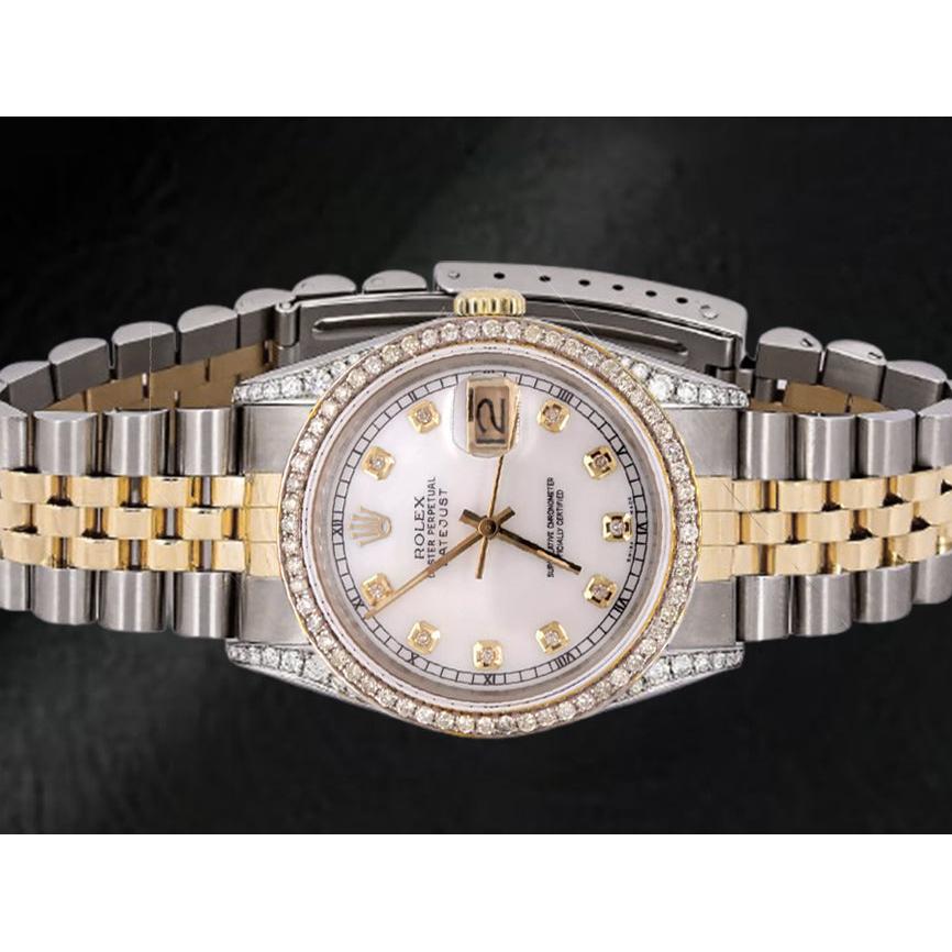 Rolex Two Tone Jubilee Bracelet Watch 36 Mm Dj White Diamond Dial Bezel