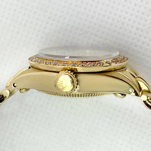 Rolex Oyster Watch Mother Of Pearl Diamond Dial Yellow Gold Jubilee Band