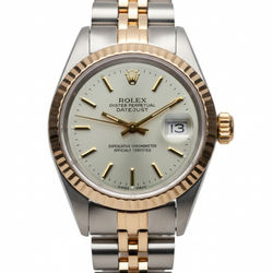 Rolex White Stick Dial Very Fine Ladies Yellow Gold Watch Jubilee