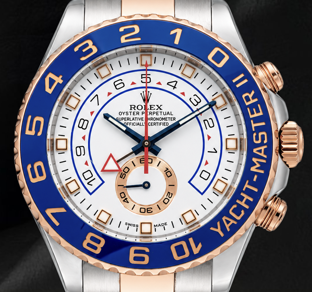 Rolex Yacht Master II 116681 44mm White Dial Blue Ceramic Bezel Two Tone Watch
