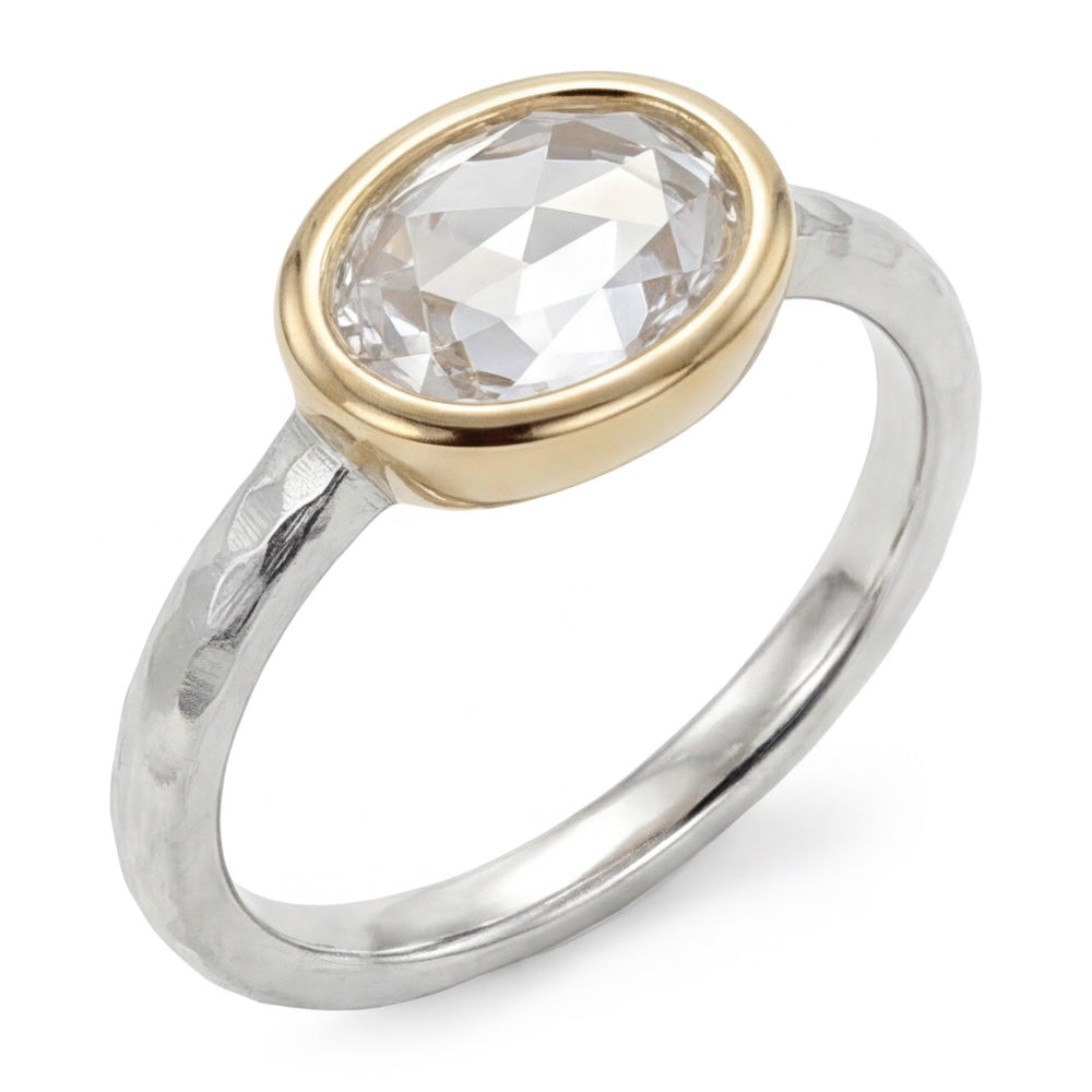 Rose Cut Brilliant Diamond Solitaire Engagement Ring 1.50 ct