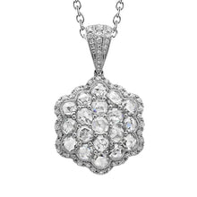 Rose Cut Real Diamonds Pendant Necklace 2.70 Carats White Gold 14K