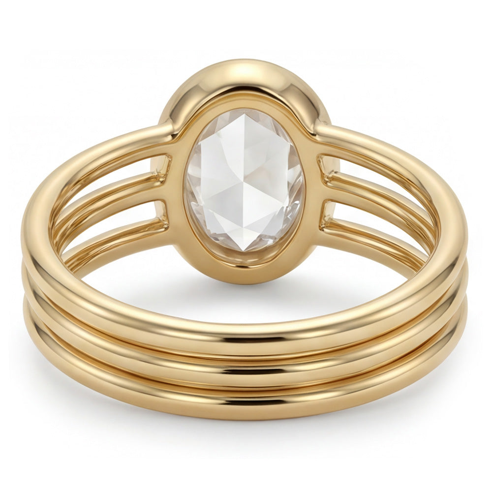 Rose Cut Single Stone Ring – Brilliant Diamond 3 ct 14K Yellow