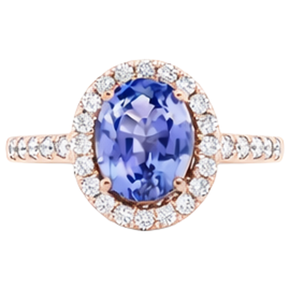 Rose Gold 14K 15.40 Carats Tanzanite With Natural Earth Mined Diamonds Ring New