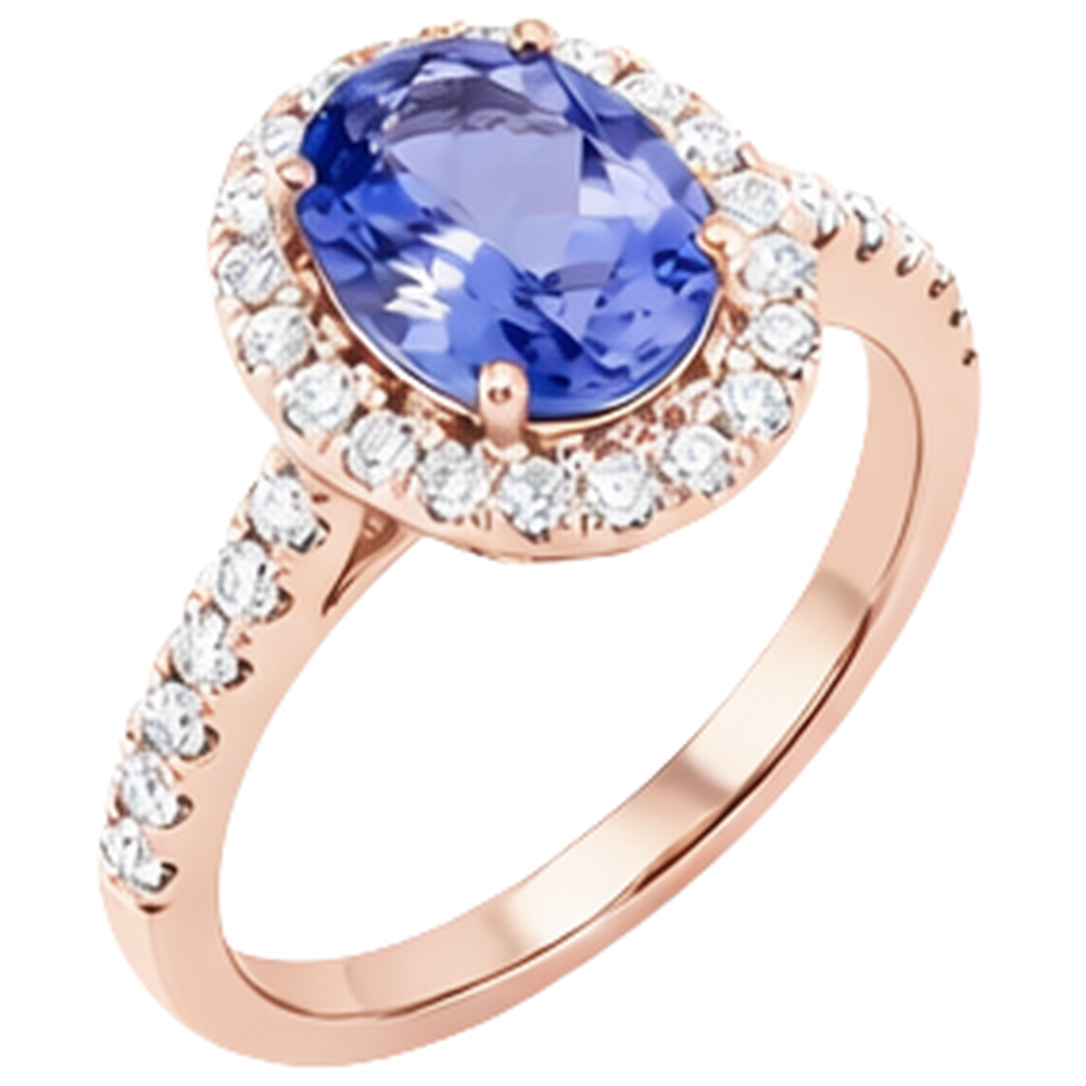 Rose Gold 14K 15.40 Carats Tanzanite With Natural Earth Mined Diamonds Ring New