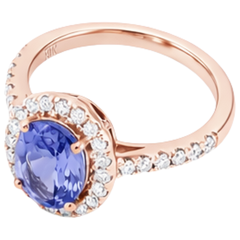 Rose Gold 14K 15.40 Carats Tanzanite With Natural Earth Mined Diamonds Ring New