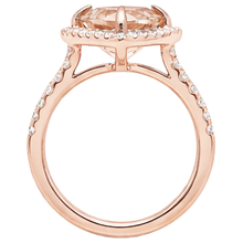 Rose Gold 14K 16.75 Ct Trillion Morganite And Round Natural Earth Mined Diamonds Ring