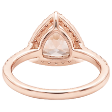 Rose Gold 14K 16.75 Ct Trillion Morganite And Round Natural Earth Mined Diamonds Ring