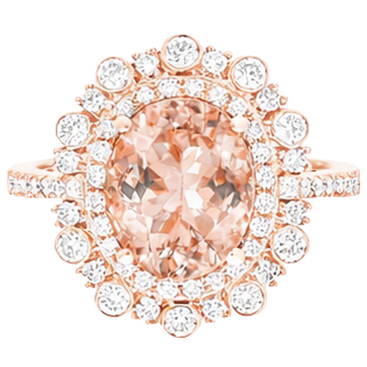 Rose Gold 14K 18 Ct Morganite With Natural Earth Mined Diamonds Wedding Ring New