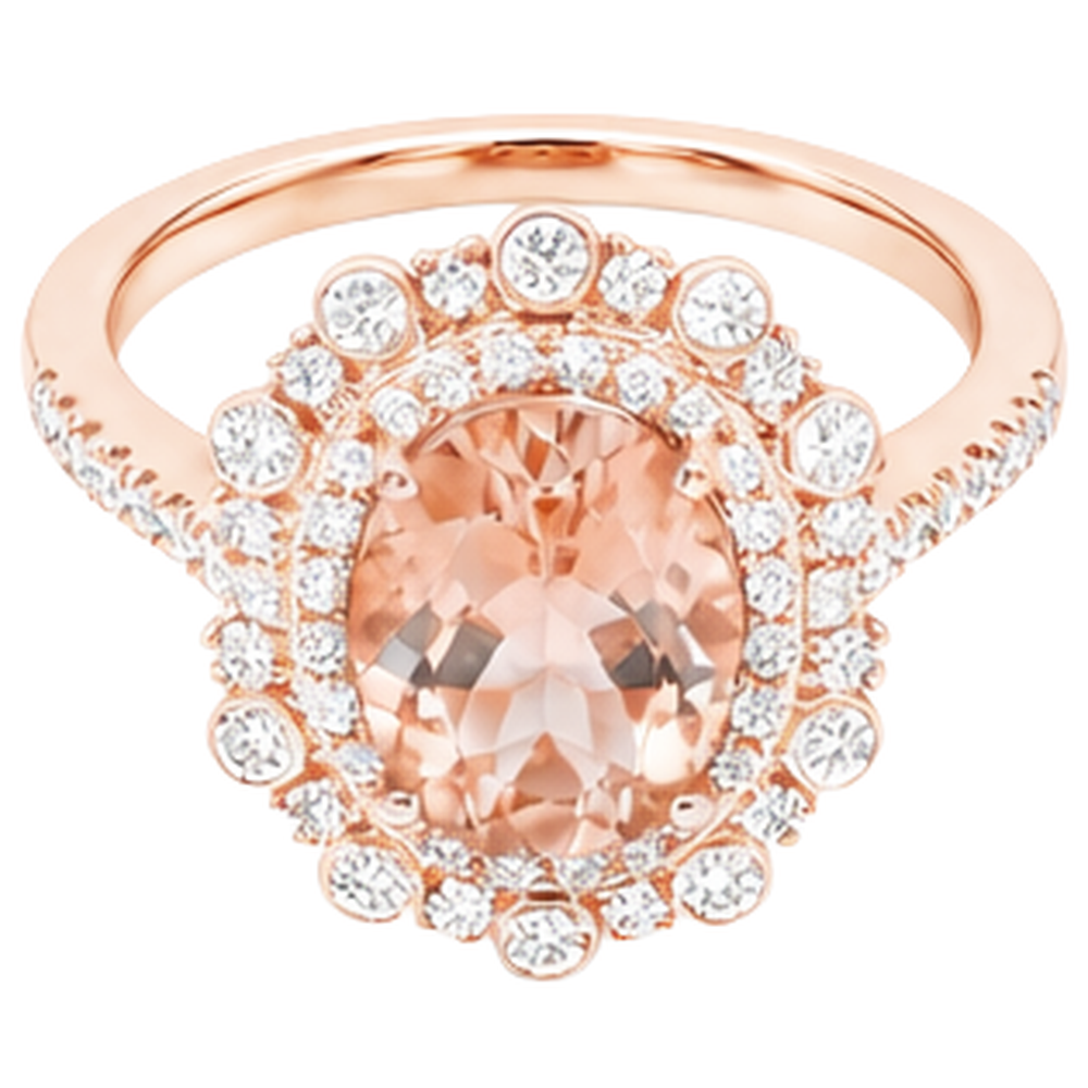 Rose Gold 14K 18 Ct Morganite With Natural Earth Mined Diamonds Wedding Ring New