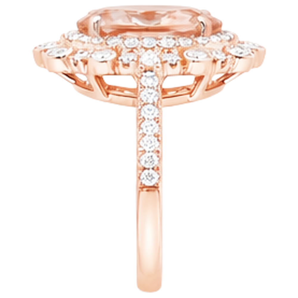 Rose Gold 14K 18 Ct Morganite With Natural Earth Mined Diamonds Wedding Ring New