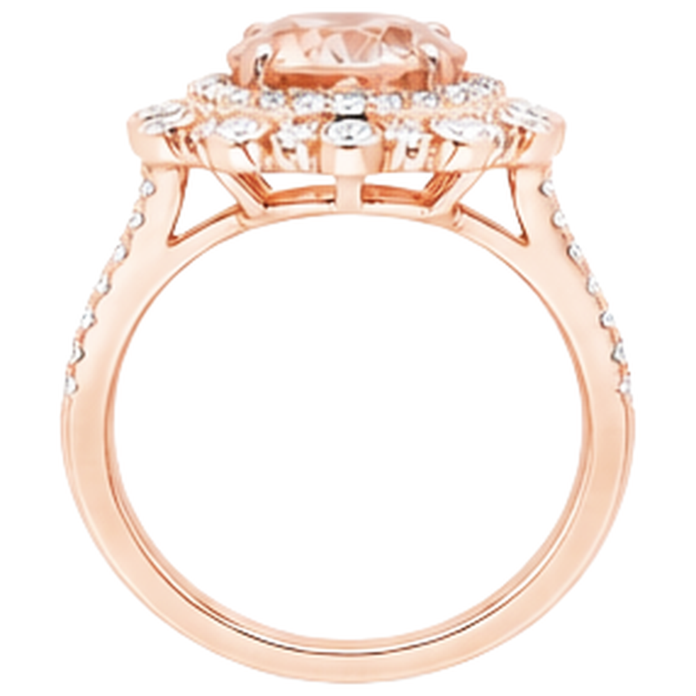 Rose Gold 14K 18 Ct Morganite With Natural Earth Mined Diamonds Wedding Ring New