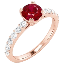 Rose Gold 14K 2.50 Carats Four Prong Natural Earth Mined Diamond Round Ruby Ring