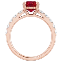 Rose Gold 14K 2.50 Carats Four Prong Natural Earth Mined Diamond Round Ruby Ring