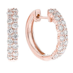 Rose Gold 14K 4.70 Carats Prong Set Genuine Diamonds Lady Hoop Earrings New