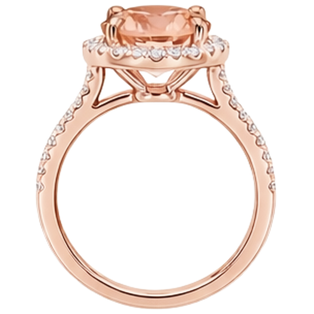 Rose Gold 14K 9 Carats Round Cut Morganite And Natural Earth Mined Diamonds Ring New