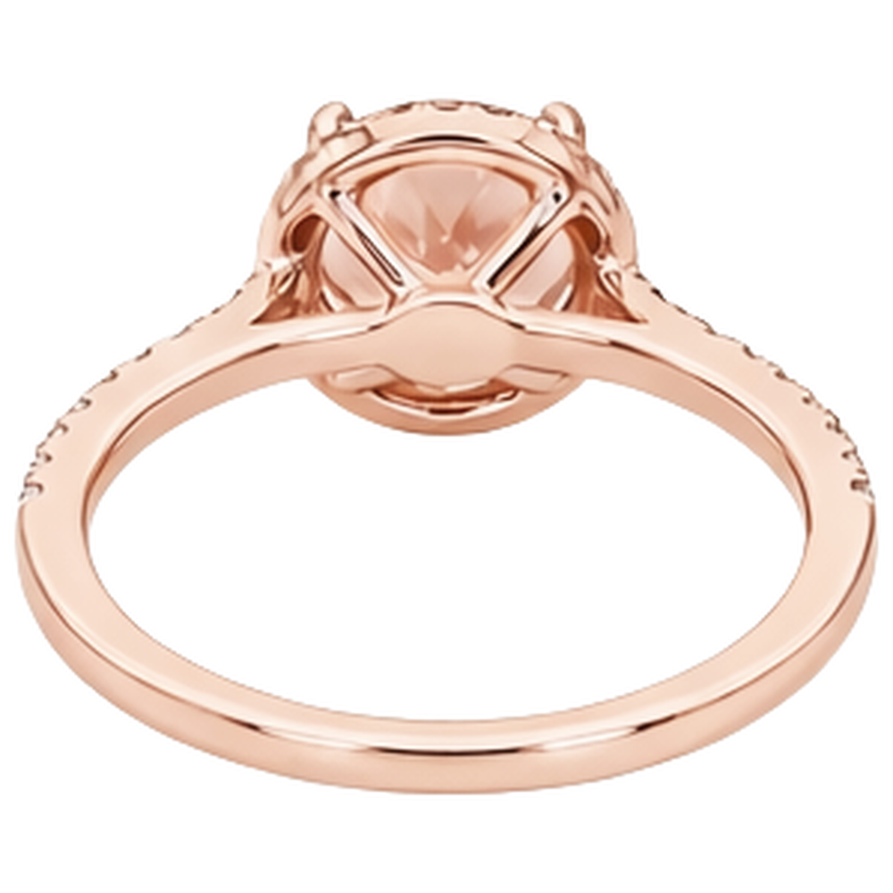 Rose Gold 14K 9 Carats Round Cut Morganite And Natural Earth Mined Diamonds Ring New