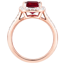 Rose Gold 14K Emerald Cut Red Ruby And Natural Earth Mined Diamond Wedding Ring 5 Ct