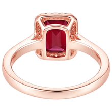 Rose Gold 14K Emerald Cut Red Ruby And Natural Earth Mined Diamond Wedding Ring 5 Ct