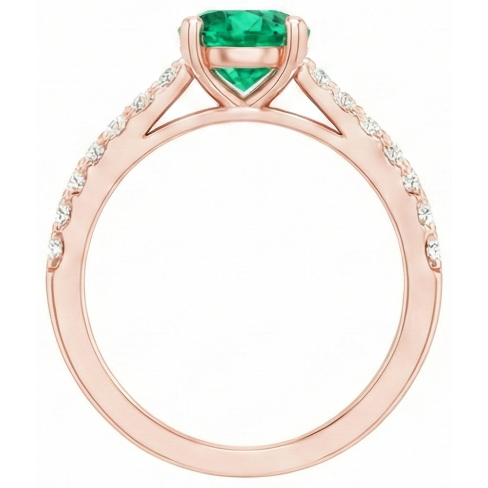 natural round emerald 2.50ct ring side angle