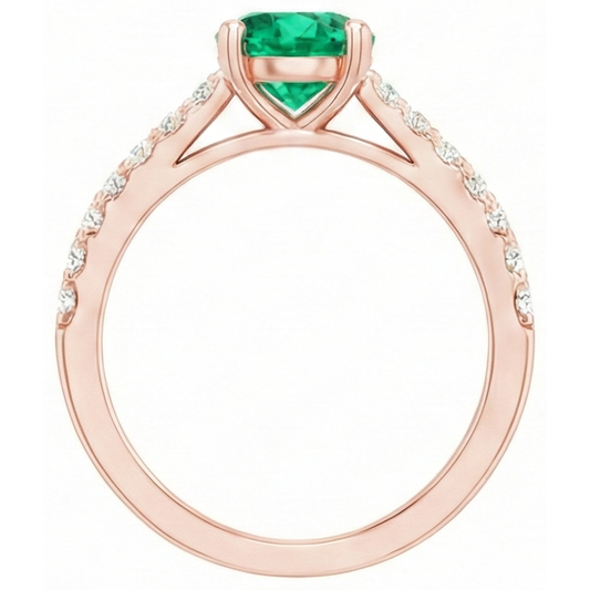 natural round emerald 2.50ct ring side angle