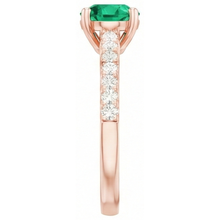 natural round emerald 2.50ct ring with diamond accents