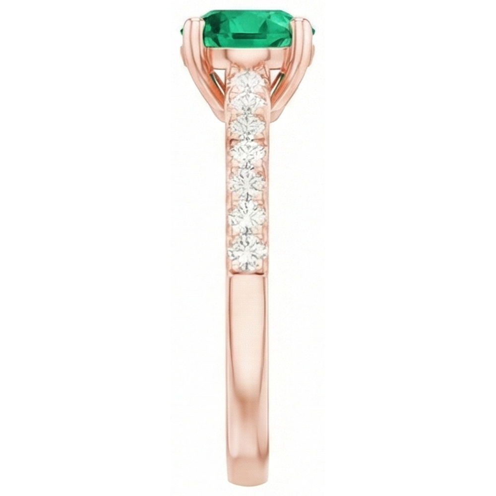 natural round emerald 2.50ct ring with diamond accents