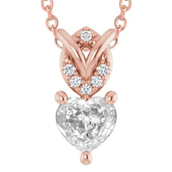 Rose Gold 14K Heart Old Miner & Round Natural Diamond Pendant Slide 5.50 Ct.