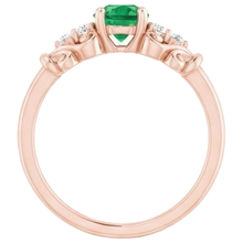 Rose Gold 14K Natural Earth Mined Diamond Round Green Emerald Ring 1.40 Carats