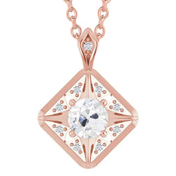 Rose Gold 14K Real Diamond Pendant Jewelry Round Old Miner 2.50 Carats