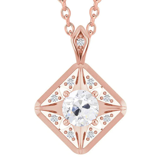 Rose Gold 14K Real Diamond Pendant Jewelry Round Old Miner 2.50 Carats